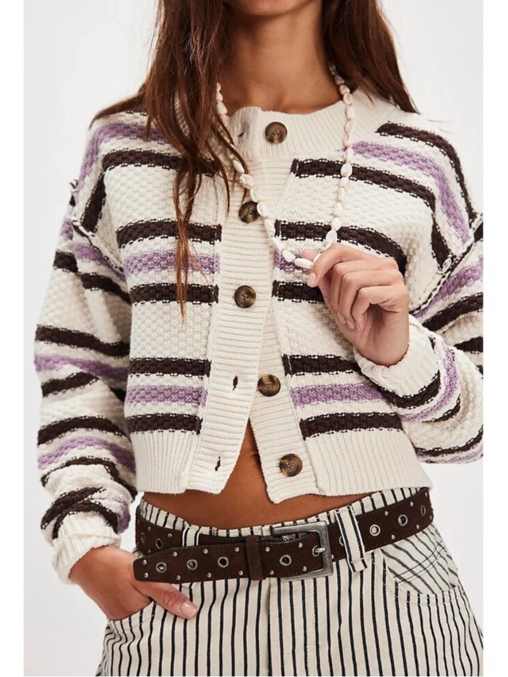 Free People Striped Cardigan